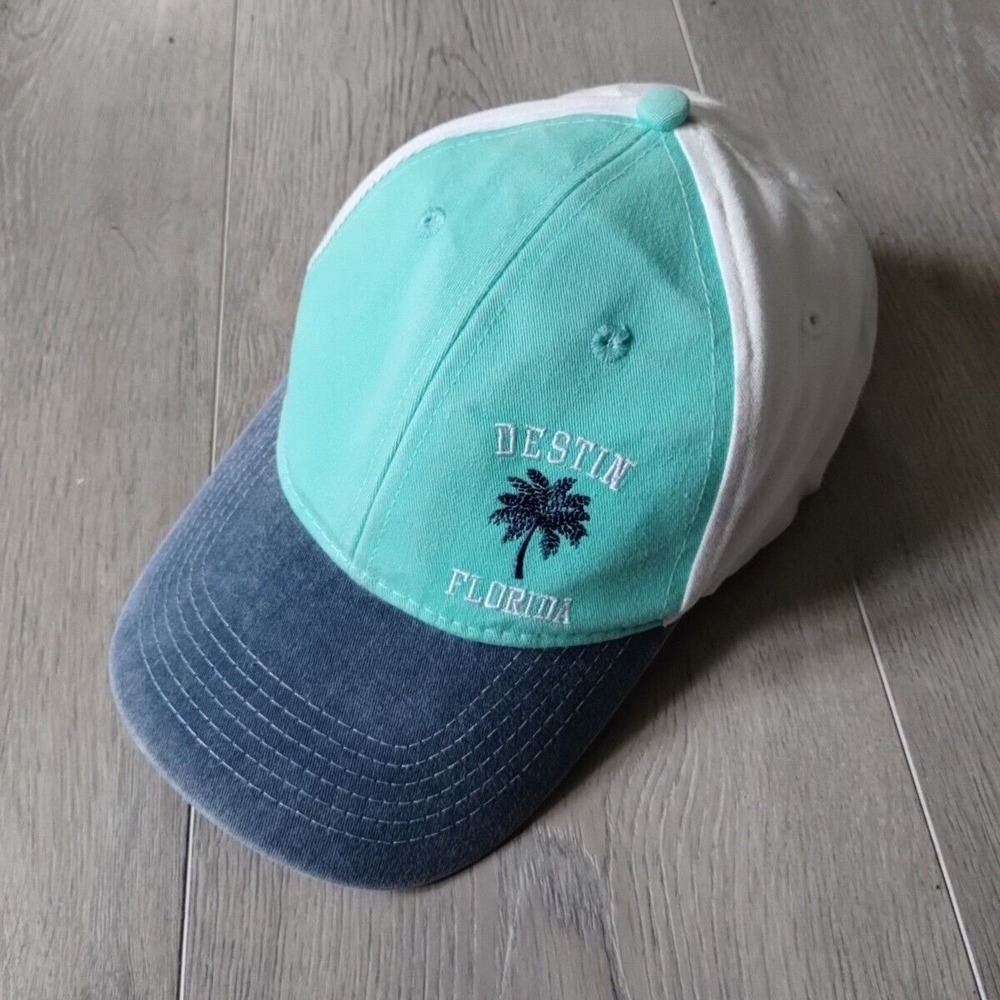 Destin Florida Hat Baseball Dad Cap Blue White Adjustable Cotton Strap OSFA